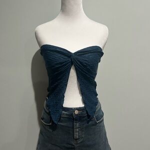 y2k teal butterfly tube top